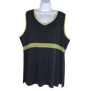 Exclusively Misook Tank Top Womens‎ 3X Black Green Yellow Striped TP-2433